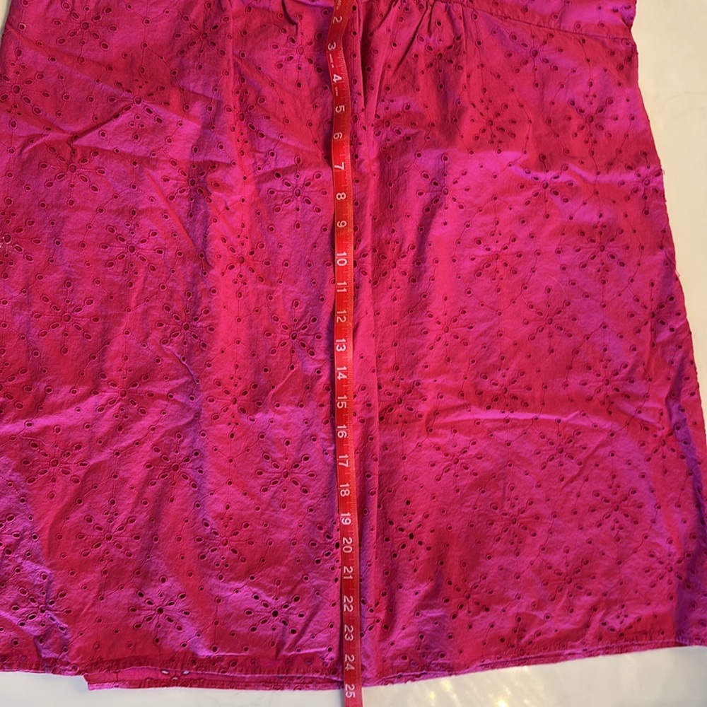 LOFT Fuschia Eyelet button ruffle swing dress size XL - Picture 9 of 10